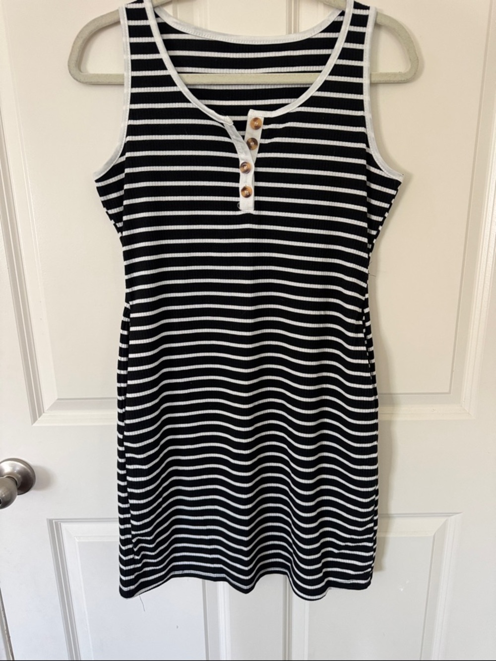 Striped Black and White Midi Tank Dress